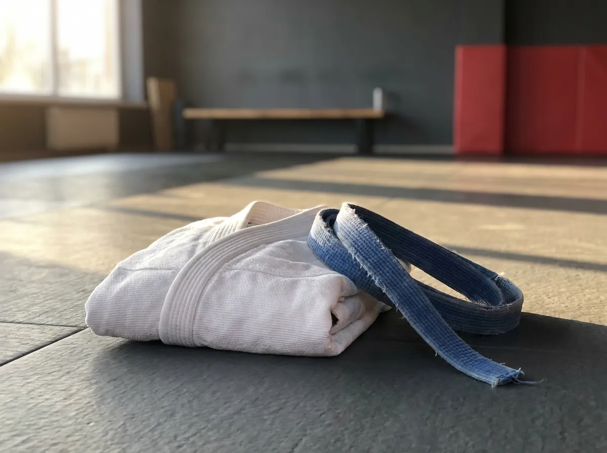 Brazilian Jiu Jitsu student in a blue gi at Sampson Jiu Jitsu Academy in Southlake, TX