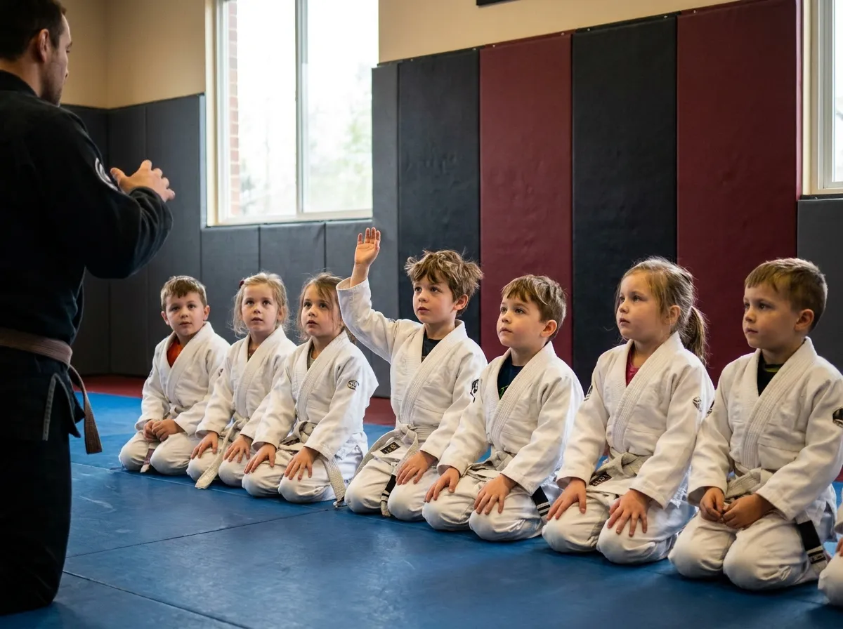 Kids Brazilian Jiu Jitsu gear laid out at Sampson Jiu Jitsu Academy in Southlake