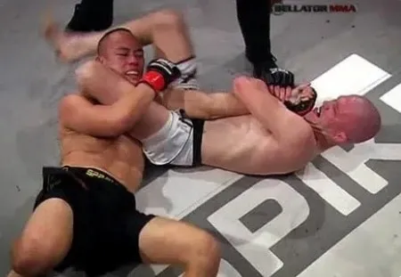 Jason Sampson, Bellator veteran, competing in the cage