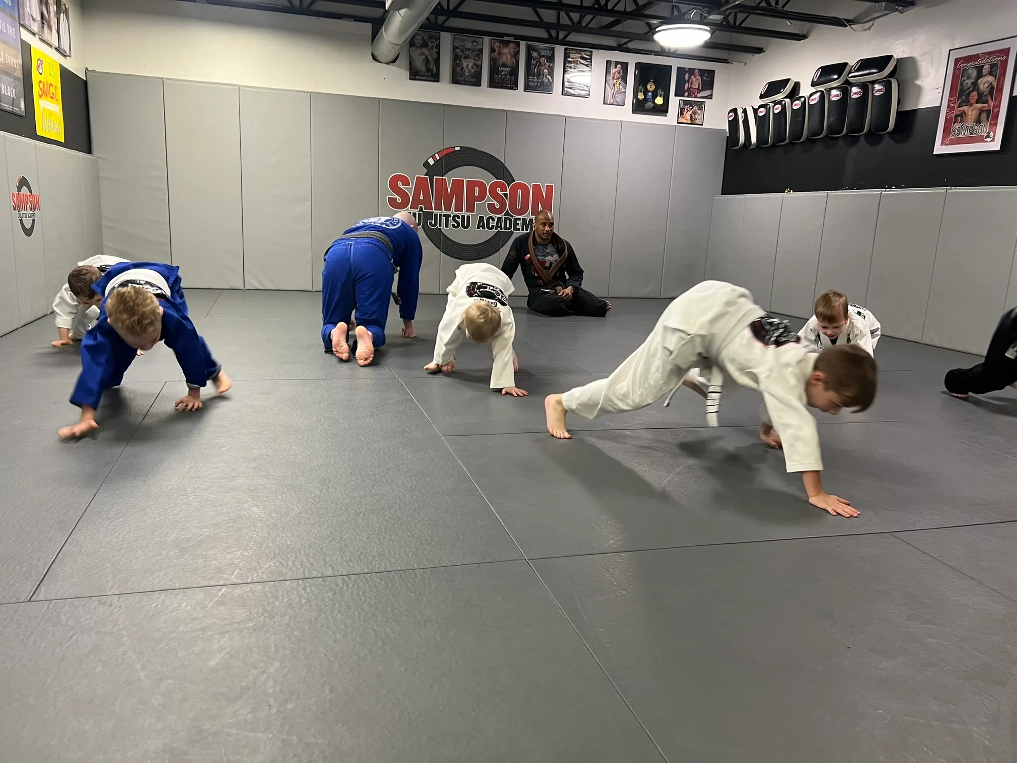 Kids Brazilian Jiu Jitsu training mat at Sampson Jiu Jitsu Academy in Southlake